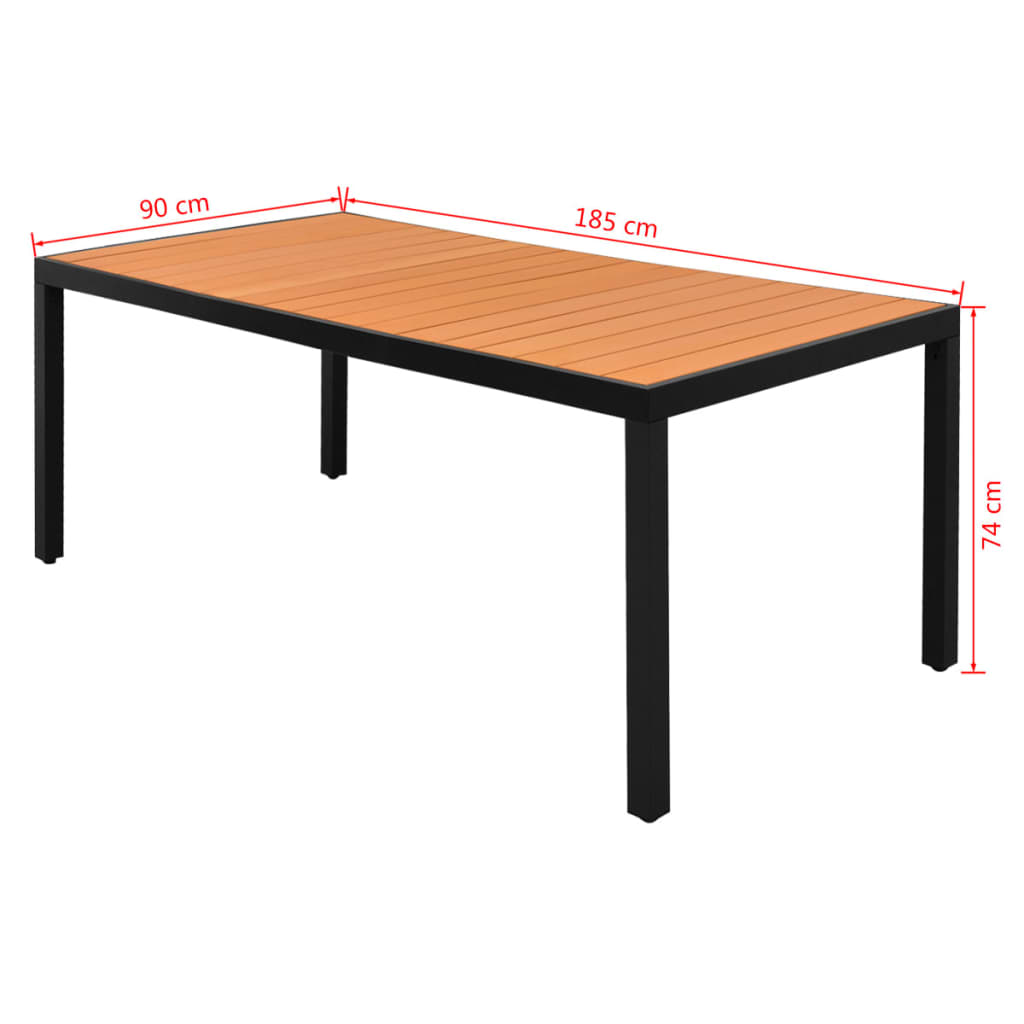 Gartentisch 185X90X74 Cm Aluminium Und Wpc