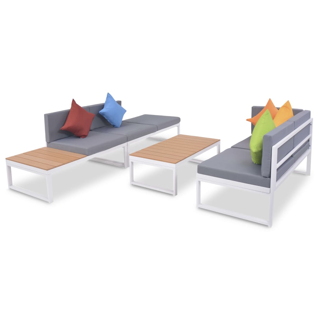 4-Tlg. Garten-Lounge-Set Mit Auflagen Aluminium Und Wpc
