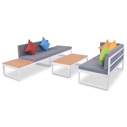 4-Tlg. Garten-Lounge-Set Mit Auflagen Aluminium Und Wpc