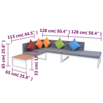 4-Tlg. Garten-Lounge-Set Mit Auflagen Aluminium Und Wpc