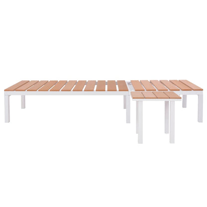 Sonnenliege Mit Tisch Aluminium Wpc Weiß Und Braun