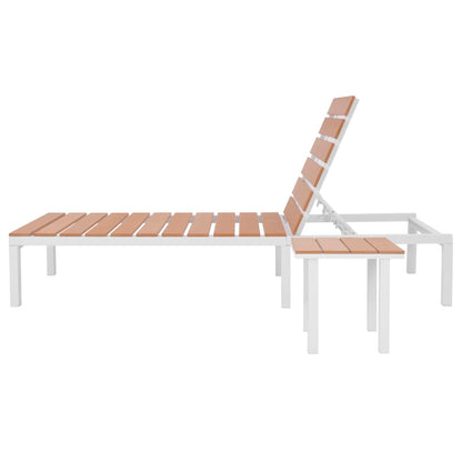 Sonnenliege Mit Tisch Aluminium Wpc Weiß Und Braun