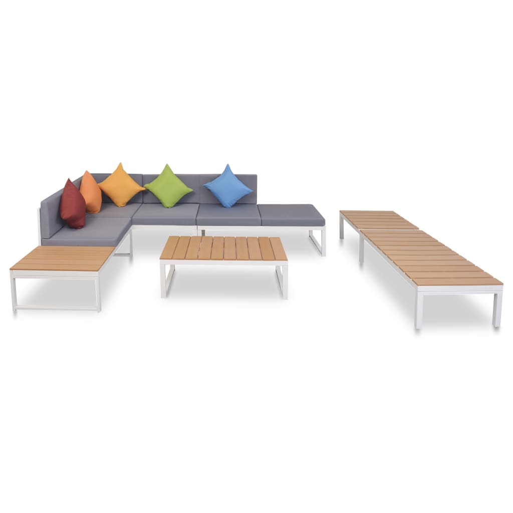 5-Tlg. Garten-Lounge-Set Mit Auflagen Aluminium Und Wpc