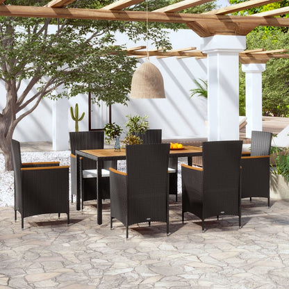7-Tlg. Garten-Essgruppe Mit Auflagen Poly Rattan