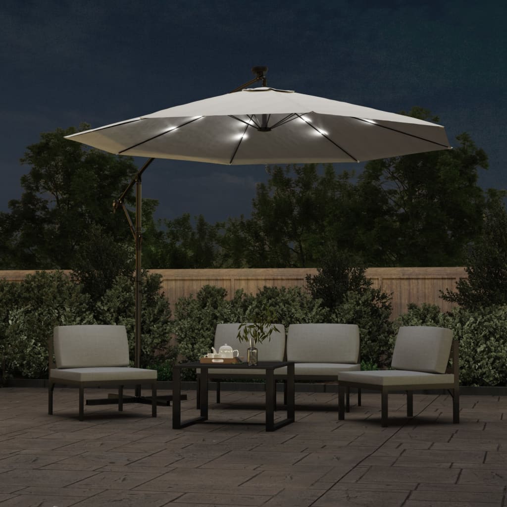 Sonnenschirm Ampelschirm Mit Led-Beleuchtung 300 Cm Metallmast