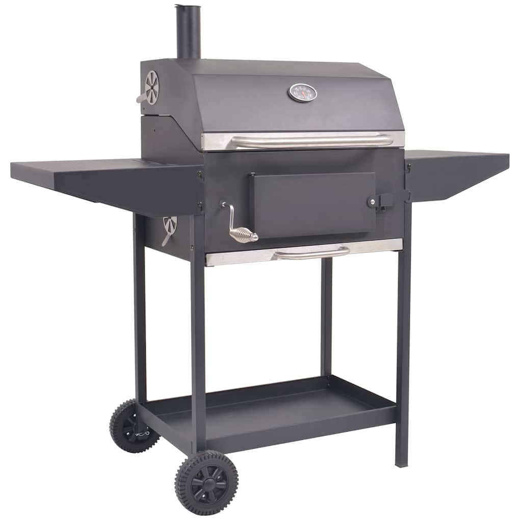 Holzkohlegrill Smoker Mit Ablage Schwarz Mangoholz (Naturbelassen)