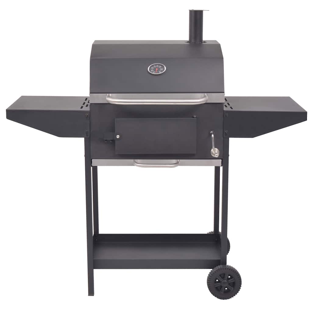 Holzkohlegrill Smoker Mit Ablage Schwarz Mangoholz (Naturbelassen)