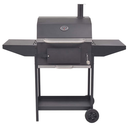 Holzkohlegrill Smoker Mit Ablage Schwarz Mangoholz (Naturbelassen)