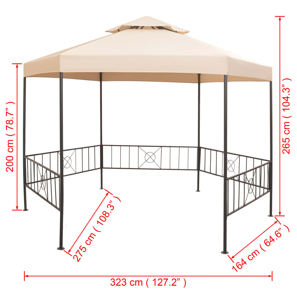 Gartenpavillon Partyzelt Hexagonal 323X265 Cm