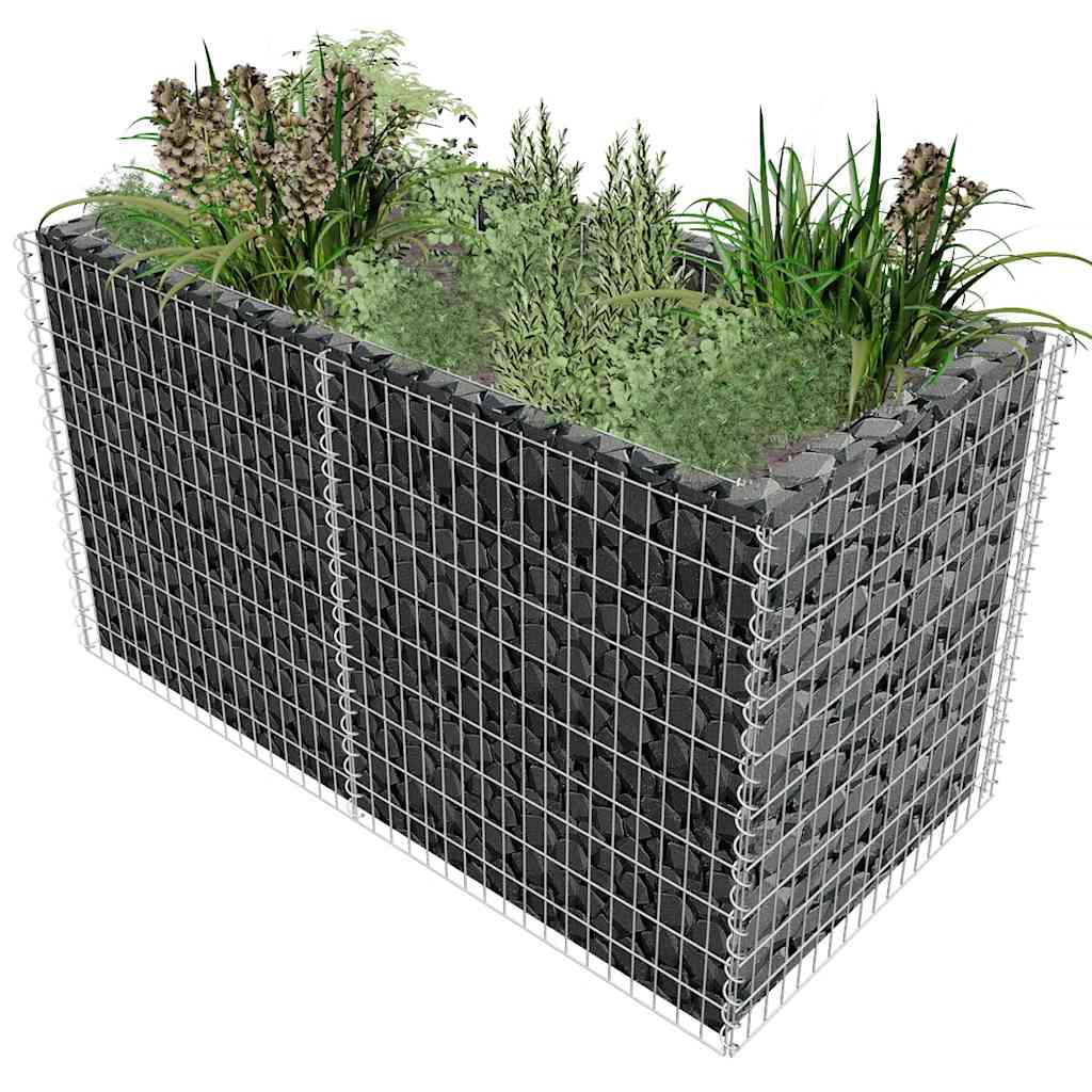 Gabionen-Hochbeet Stahl 180×90×100 Cm Silbern