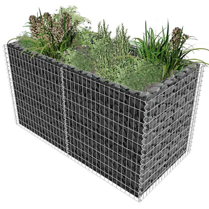 Gabionen-Hochbeet Stahl 180×90×100 Cm Silbern