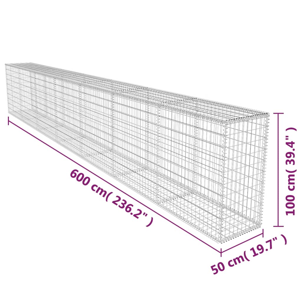 Gabionenwand Mit Abdeckung Verzinkter Stahl