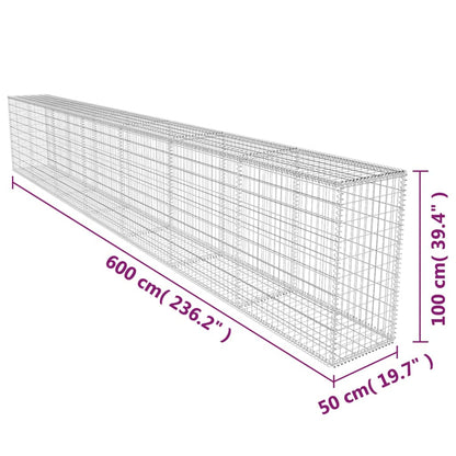 Gabionenwand Mit Abdeckung Verzinkter Stahl