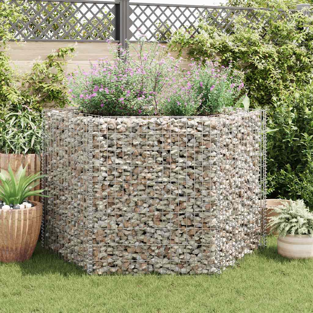 Sechseckiges Gabionen-Hochbeet 100×90×50 Cm