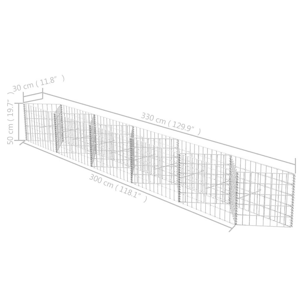 Gabionenkorb Pflanzkasten Gemüse-Hochbeet Stahl 300×30×50 Cm