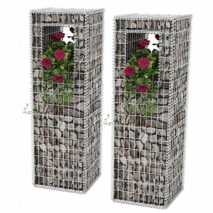 Gabionenkorb Pfosten/Pflanzkasten 2 Stk. Stahl 50×50×160 Cm