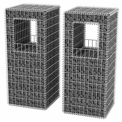 Gabionenkorb Pfosten/Pflanzkasten 2 Stk. Stahl 50×50×120 Cm