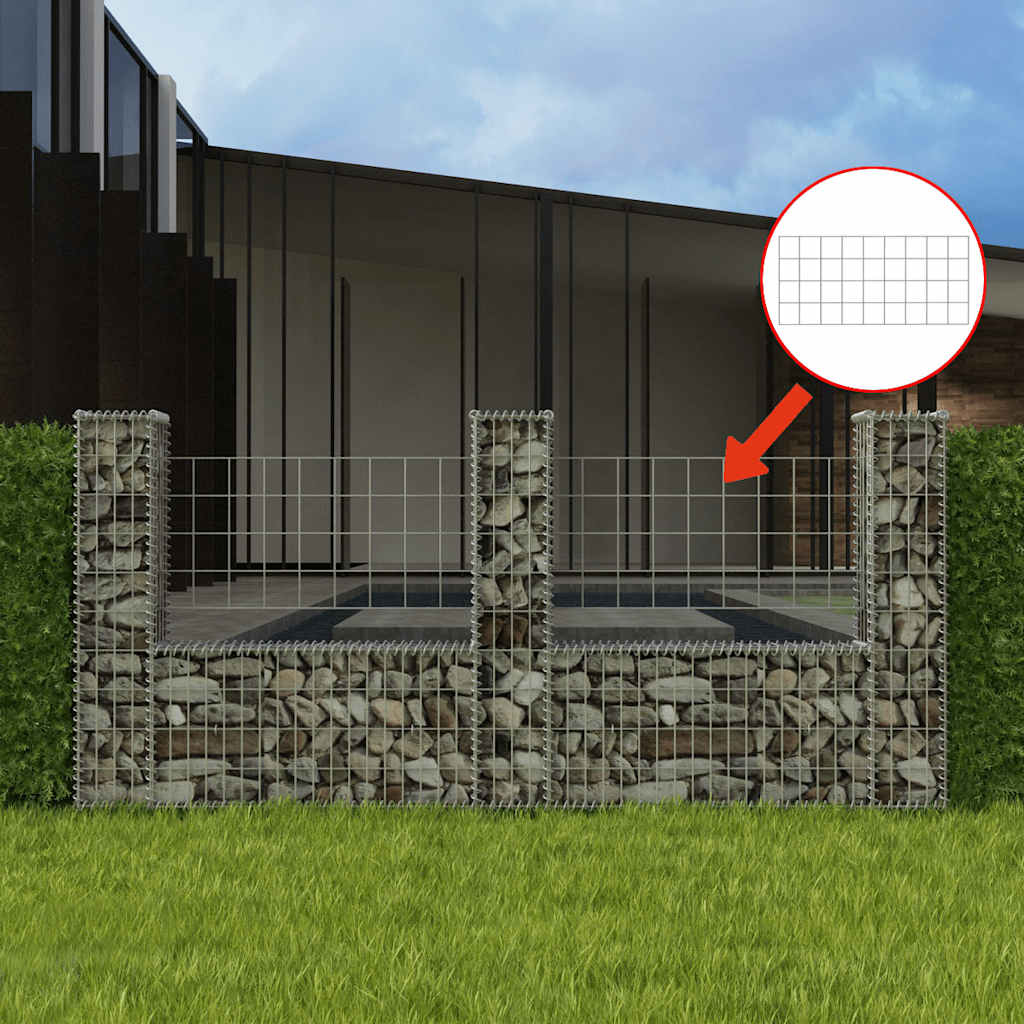 Gabionenkorb U-Form Stahl 570×20×100 Cm