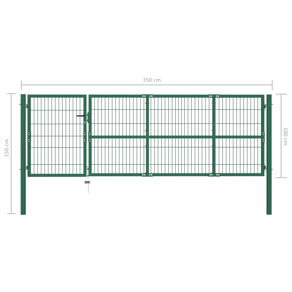 Gartentor Mit Pfosten 350X100 Cm Stahl