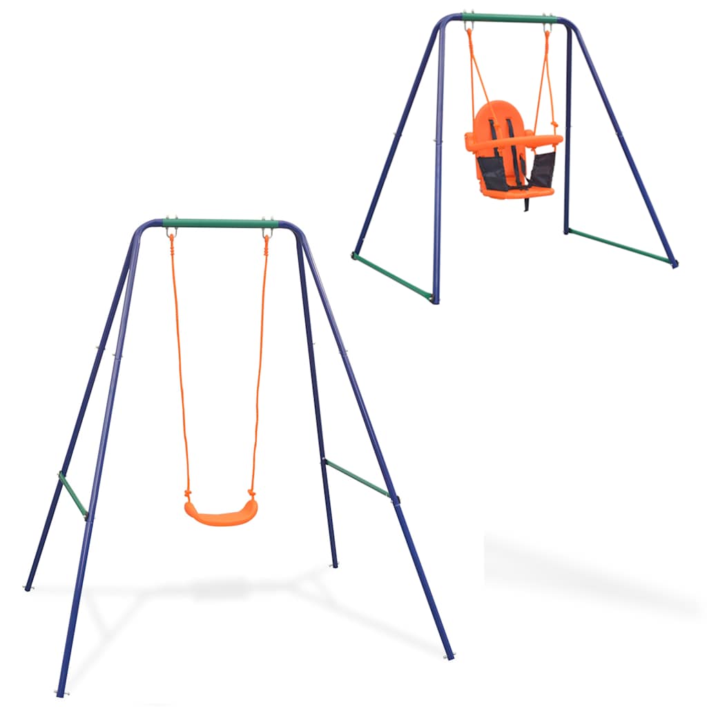 2-In-1 Einzelschaukel Und Babyschaukel Orange Artisan-Eiche
