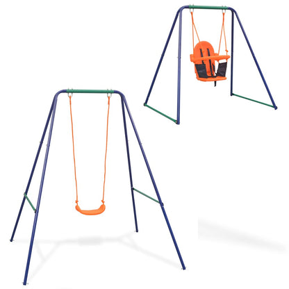 2-In-1 Einzelschaukel Und Babyschaukel Orange Artisan-Eiche