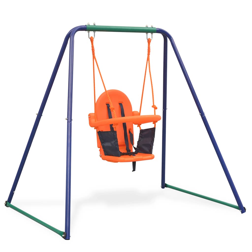 2-In-1 Einzelschaukel Und Babyschaukel Orange Artisan-Eiche