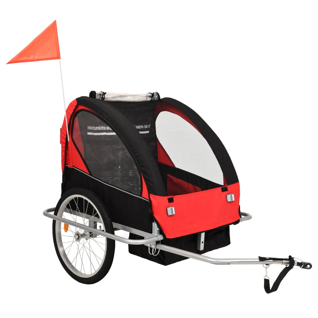 2-In-1 Fahrradanhänger Und Kinderwagen Blau Und Grau