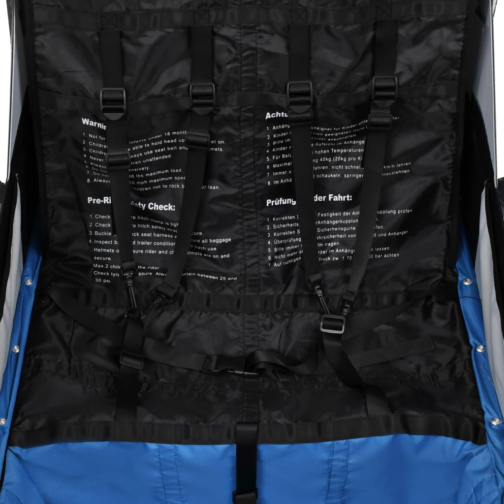 2-In-1 Fahrradanhänger Und Kinderwagen Blau Und Grau
