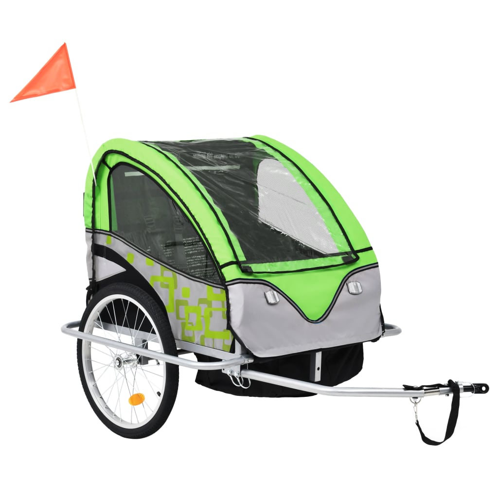 2-In-1 Fahrradanhänger Und Kinderwagen Blau Und Grau