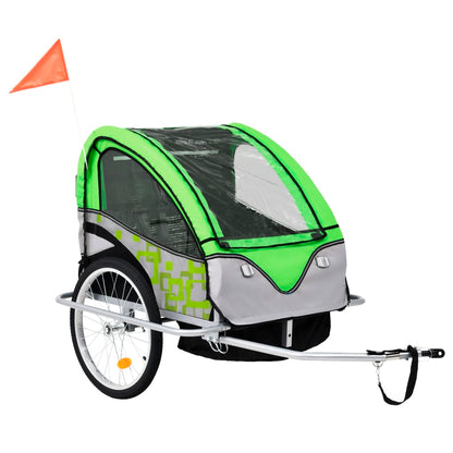 2-In-1 Fahrradanhänger Und Kinderwagen Blau Und Grau