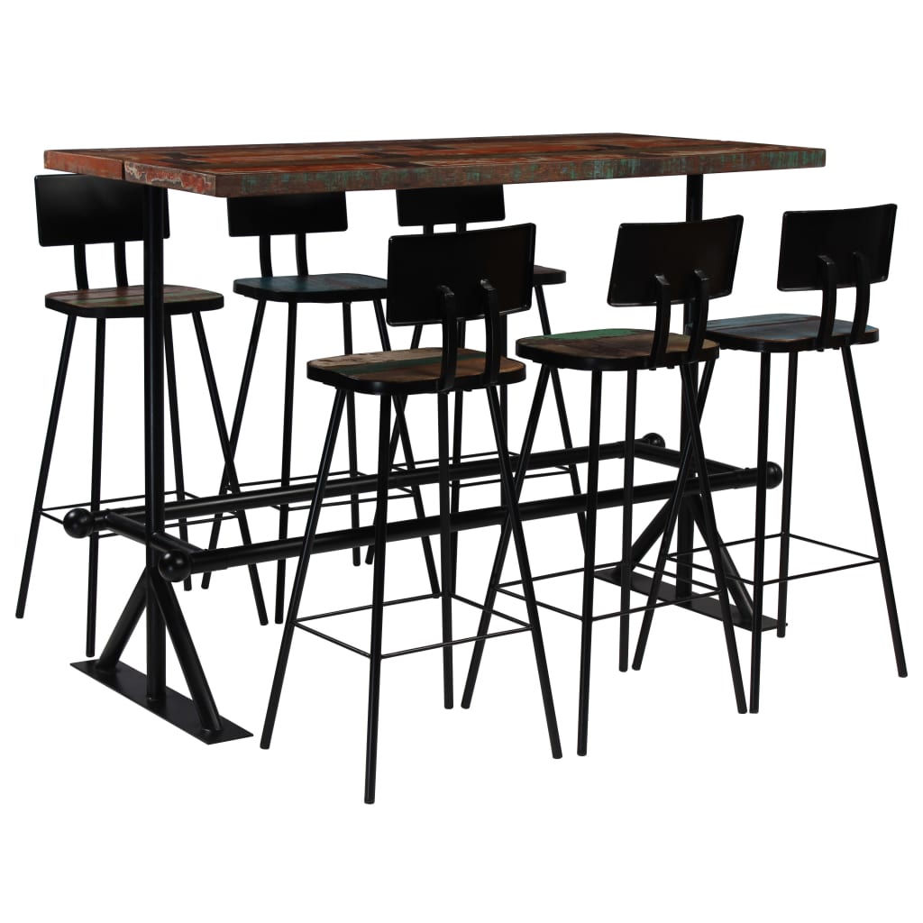 Bar-Set 5-Tlg. Altholz Massiv Mehrfarbig