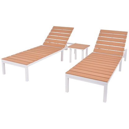 Sonnenliegen 2 Stk. Aluminium Wpc Weiß Und Braun