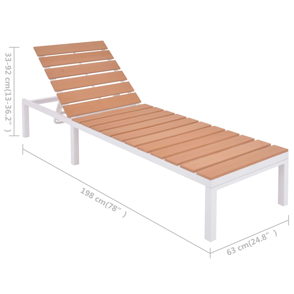 Sonnenliegen 2 Stk. Aluminium Wpc Weiß Und Braun