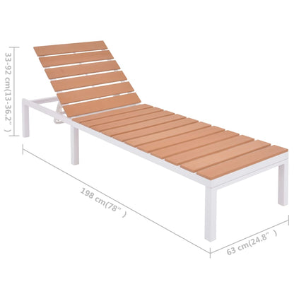 Sonnenliegen 2 Stk. Aluminium Wpc Weiß Und Braun