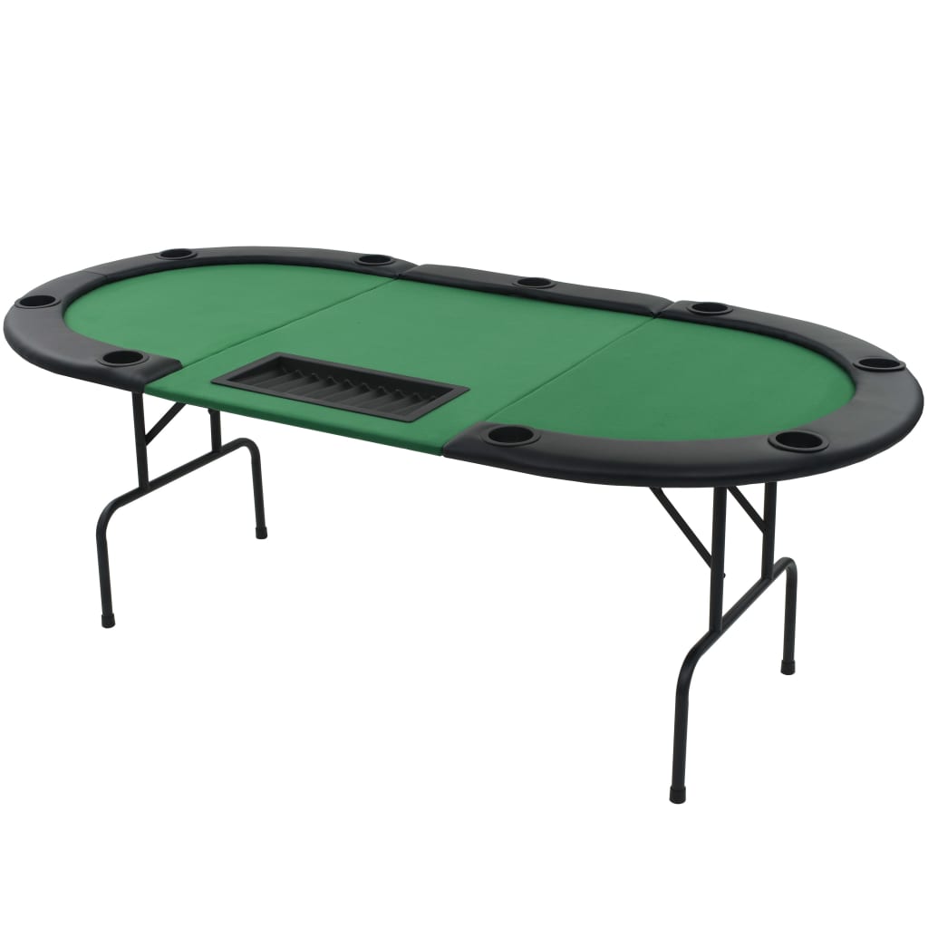 9-Spieler Poker Falttisch 3-Fach Faltbar Oval Grün