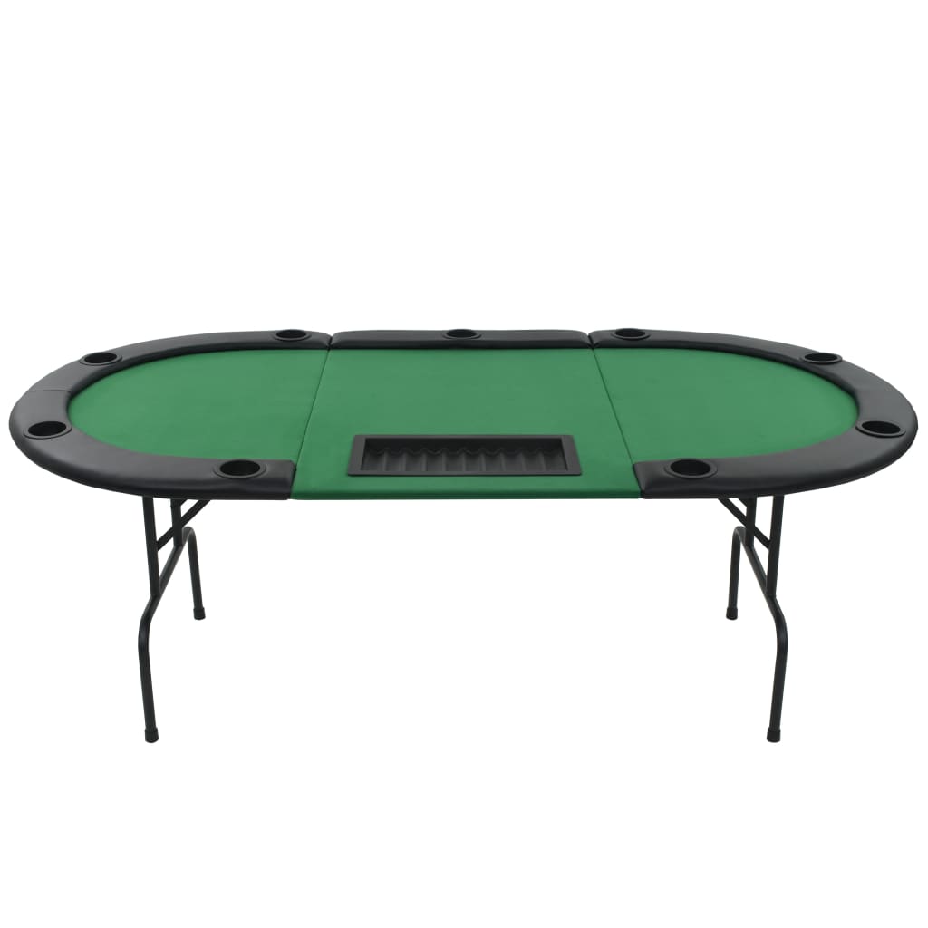 9-Spieler Poker Falttisch 3-Fach Faltbar Oval Grün