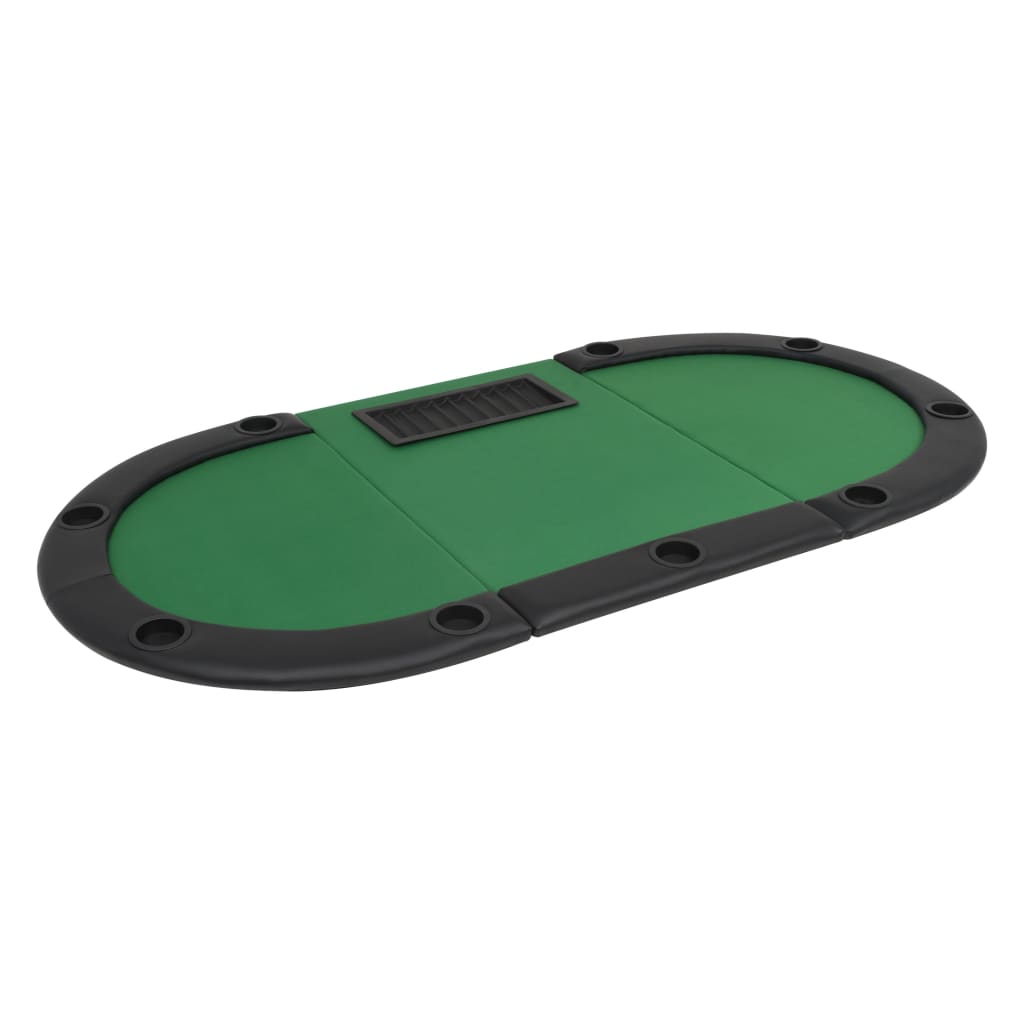 9-Spieler Poker Falttisch 3-Fach Faltbar Oval Grün