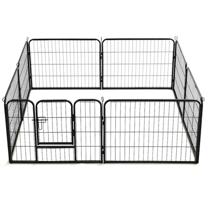 Hunde-Laufgitter 8 Paneele Stahl Schwarz