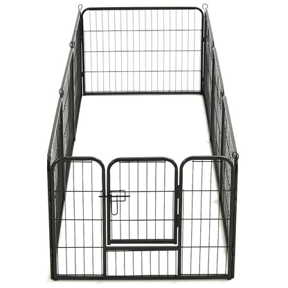 Hunde-Laufgitter 8 Paneele Stahl Schwarz