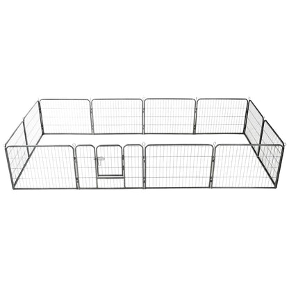 Hunde-Laufgitter 12 Paneele Stahl 80X60 Cm Schwarz