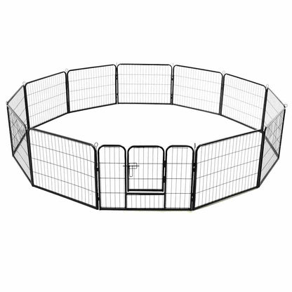 Hunde-Laufgitter 12 Paneele Stahl 80X60 Cm Schwarz