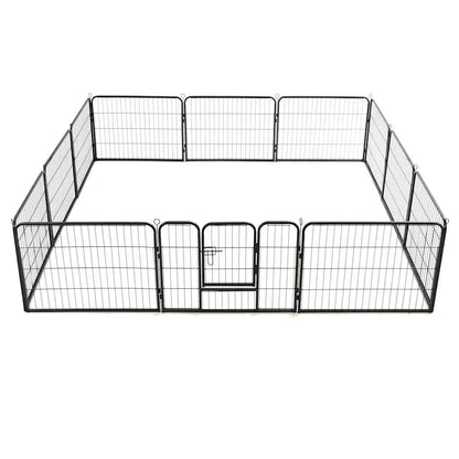 Hunde-Laufgitter 12 Paneele Stahl 80X60 Cm Schwarz