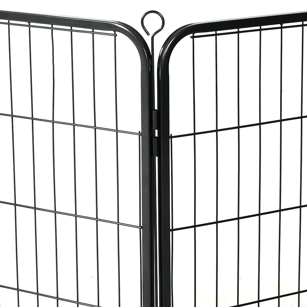 Hunde-Laufgitter 12 Paneele Stahl 80X60 Cm Schwarz