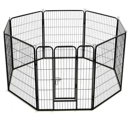 Hunde-Laufgitter 8 Paneele Stahl Schwarz