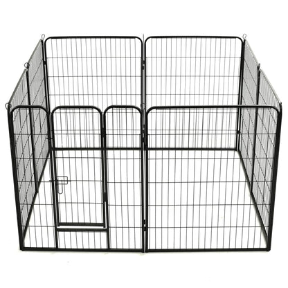 Hunde-Laufgitter 8 Paneele Stahl Schwarz