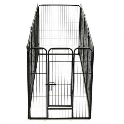 Hunde-Laufgitter 8 Paneele Stahl Schwarz