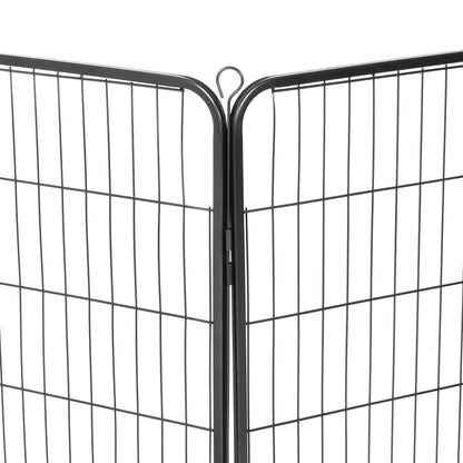 Hunde-Laufgitter 8 Paneele Stahl Schwarz