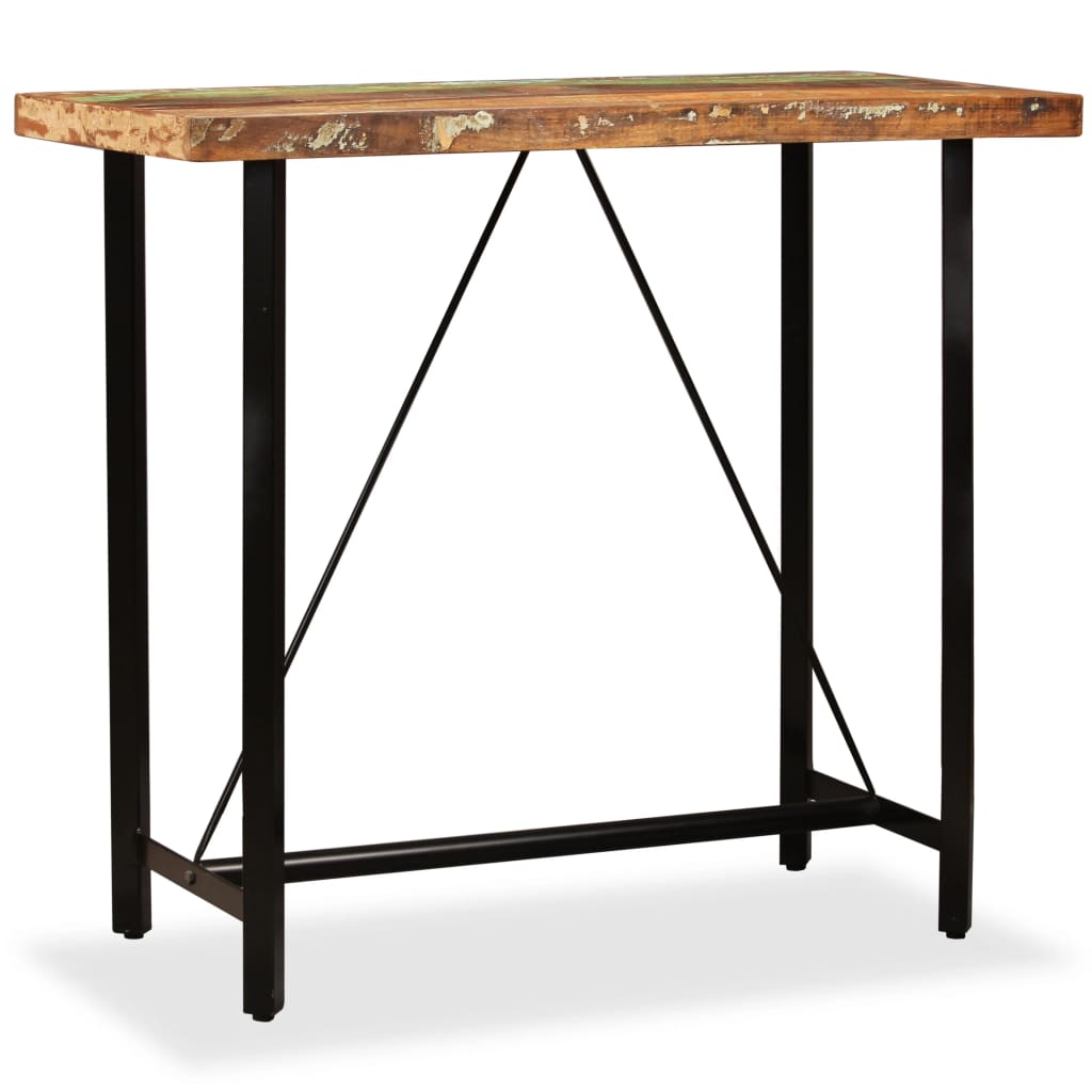 5-Tlg. Bar-Set Altholz Massiv Und Echtleder