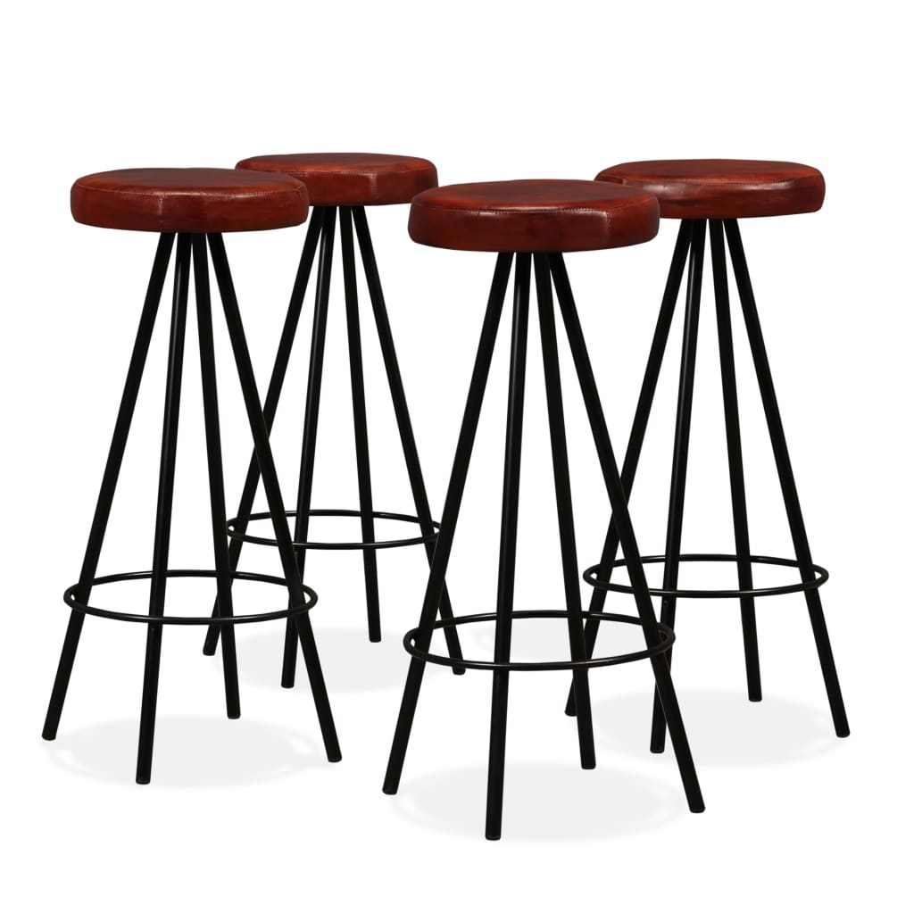 5-Tlg. Bar-Set Altholz Massiv Und Echtleder