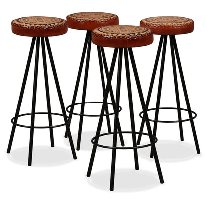 5-Tlg. Bar-Set Altholz Massiv, Echtleder Und Canvas